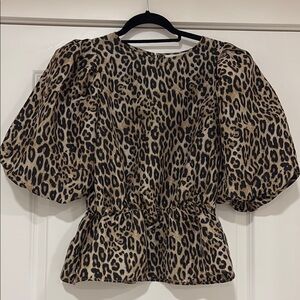 H&M Leopard Print Puff Sleeve Blouse